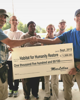 West Point, Georgia team presenting donation to Habitat Restore , LaGrange, Georgia.  The team has put in over 50 hours of volunteer time at the store.  